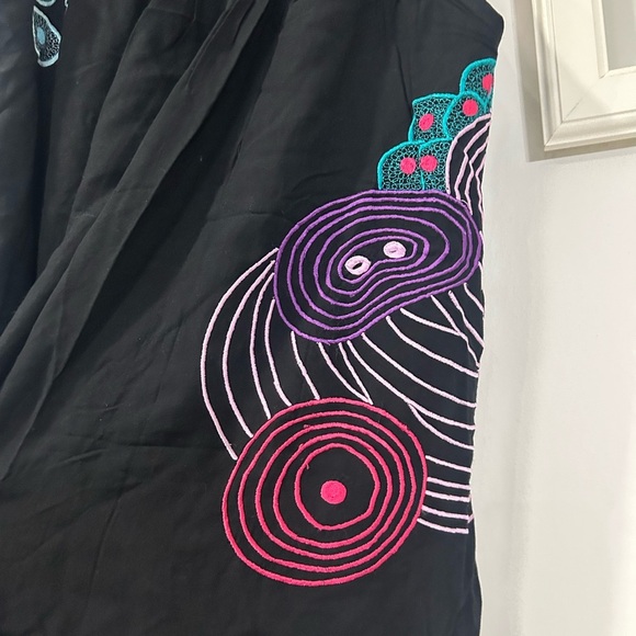 100% RAYON Kidcore Black Blouse with Colorful Embroiderery - Picture 3 of 5